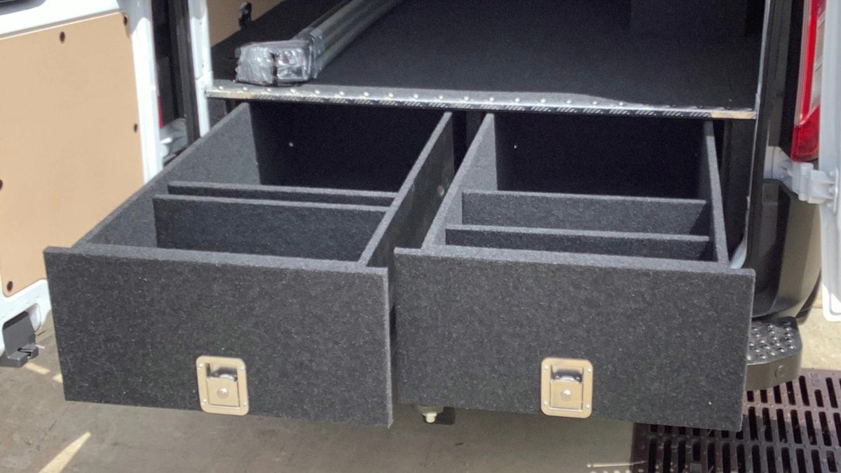 Earlier Lawson rear-access van drawer system, an example of bulky vehicle storage equipment