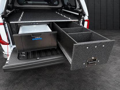 40 litre Evakool drawer fridge and drawer fitted in an Amarok