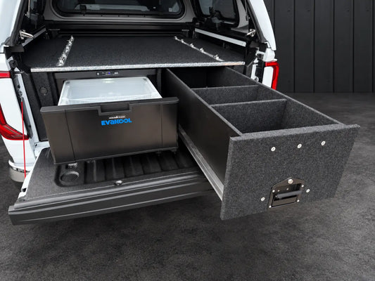 40 litre Evakool drawer fridge and drawer fitted in an Amarok