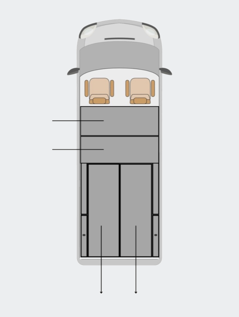 Original Lawson HiAce 4drawer-rearside drawer layout diagram on a soft grey background