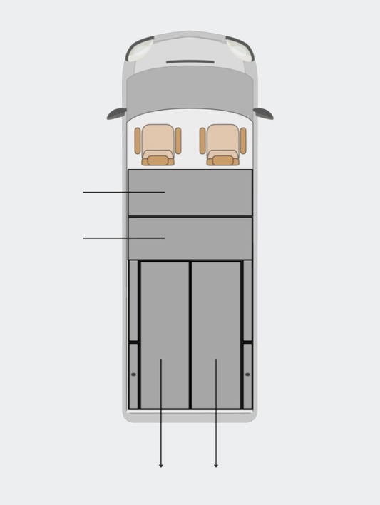 Original Lawson HiAce 4drawer-rearside drawer layout diagram on a soft grey background
