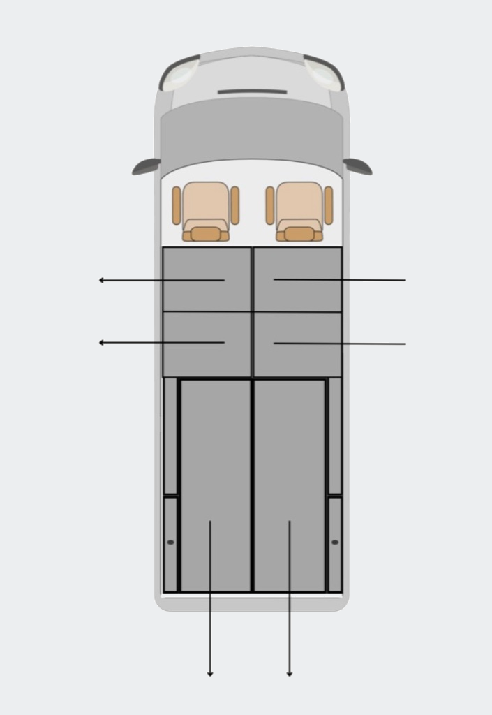 Original Lawson HiAce 6drawer drawer layout diagram on a soft grey background