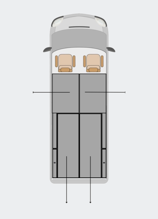 Original Lawson HiAce twin-opposed drawer layout diagram on a soft grey background