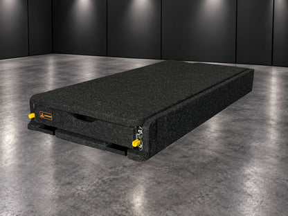 INFINITY High Deck Slide closed with Lawson badge and yellow runner release levers