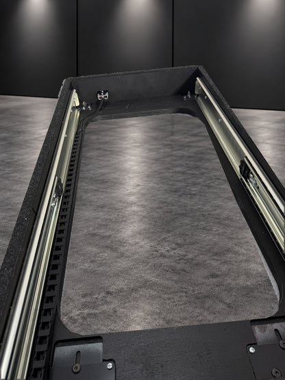 INFINITY High Deck Slide runner and cable caddy detail