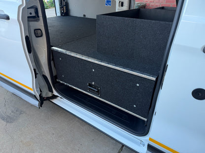 Twin opposed drawer closed at the Ford Transit Custom sliding door
